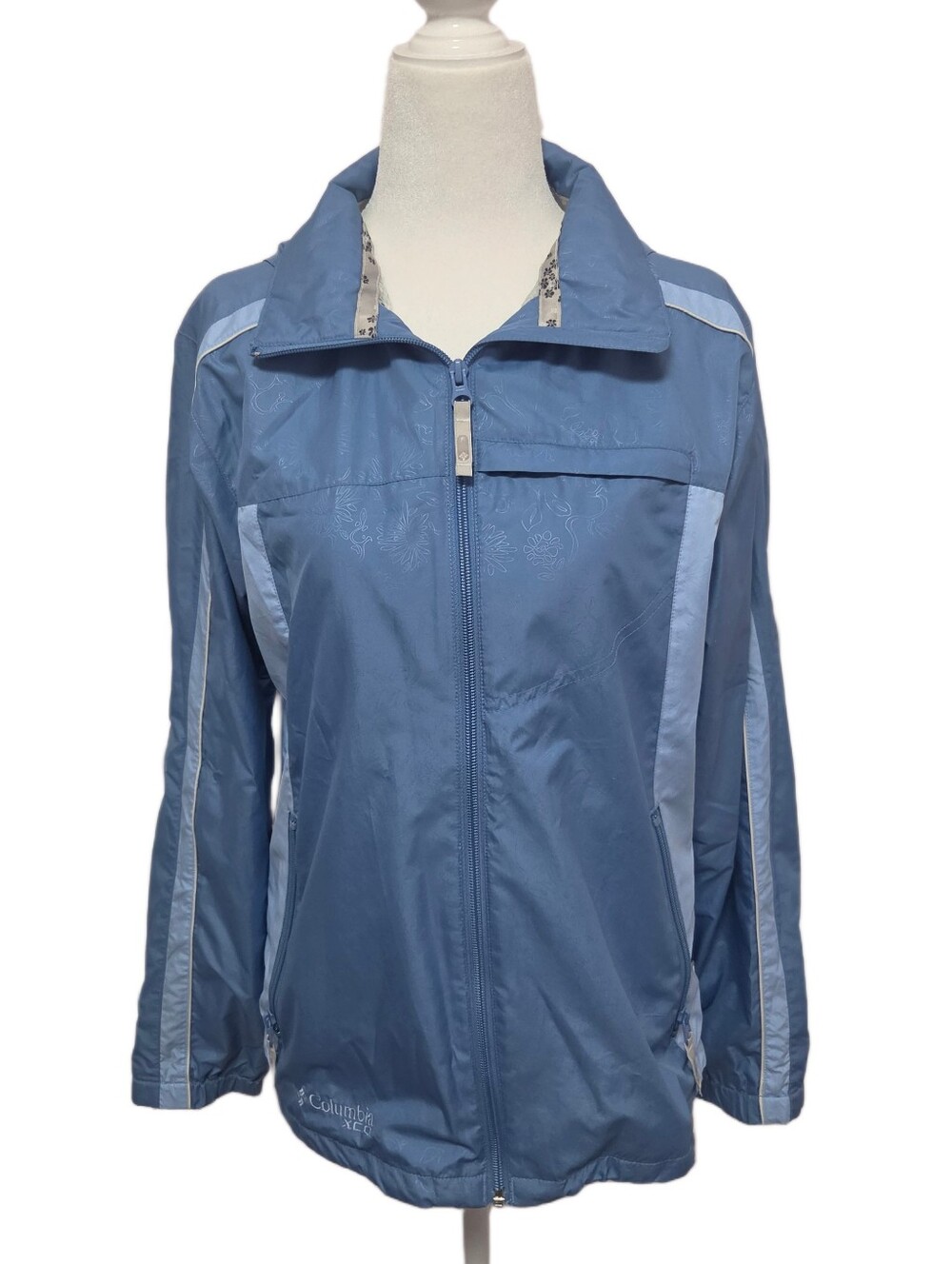 Columbia Sportswear XCO Floral Blue Full Zip Lightweight Windbreaker Small
